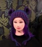 Adult Size Fun Purple And Blue Crochet Hat With Teddy Bear Ears Adult Size 