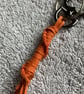 Orange-Rust Suede Keyring - Bag Charm w Gunmetal coloured Heart-shaped Carabiner - Image 5