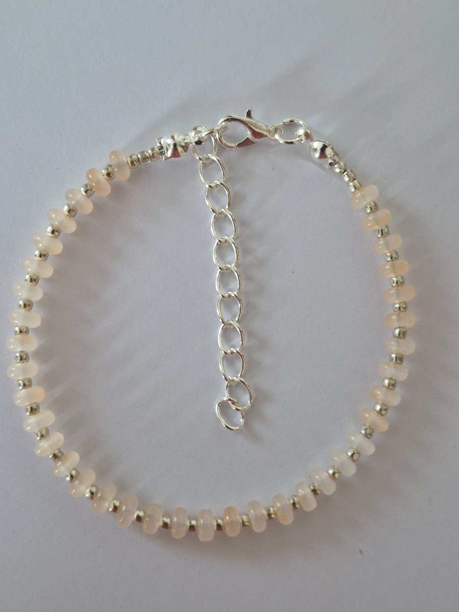 Pale Orange Frosted Glass Rondelle Bead Bracelet