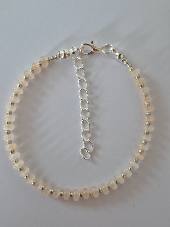 Pale Orange Frosted Glass Rondelle Bead Bracelet