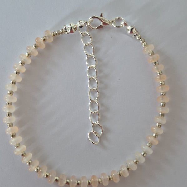 Pale Orange Frosted Glass Rondelle Bead Bracelet
