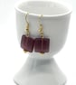 Handmade Square Frosted Glass Mocha Earrings - Image 2