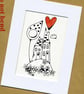 Two Houses with heart illustration, Giclee print - Image 5