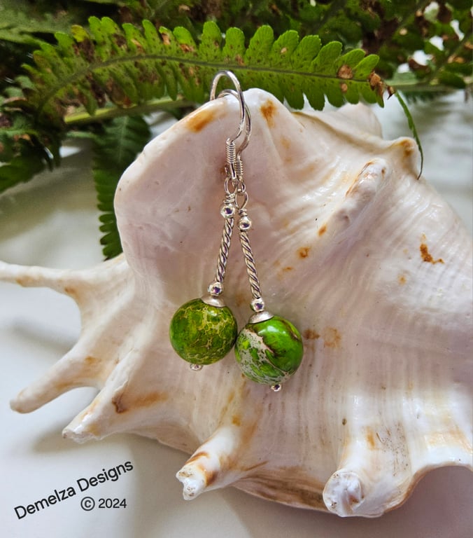 Designer Imperial Jasper Sterling Silver Earrings