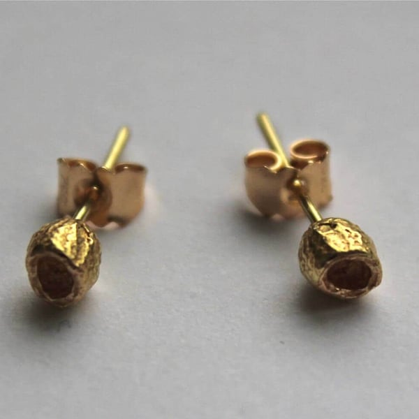 18 Carat Gold BottleBrush Stud Earrings