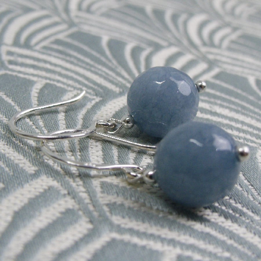 Small Grey Dangle Earrings UK, Short Dangle Semi-precious Stone Earrings CC41