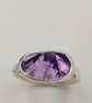 Handmade Organic Silver Ring with Trapiche Amethyst - Size N - Image 7
