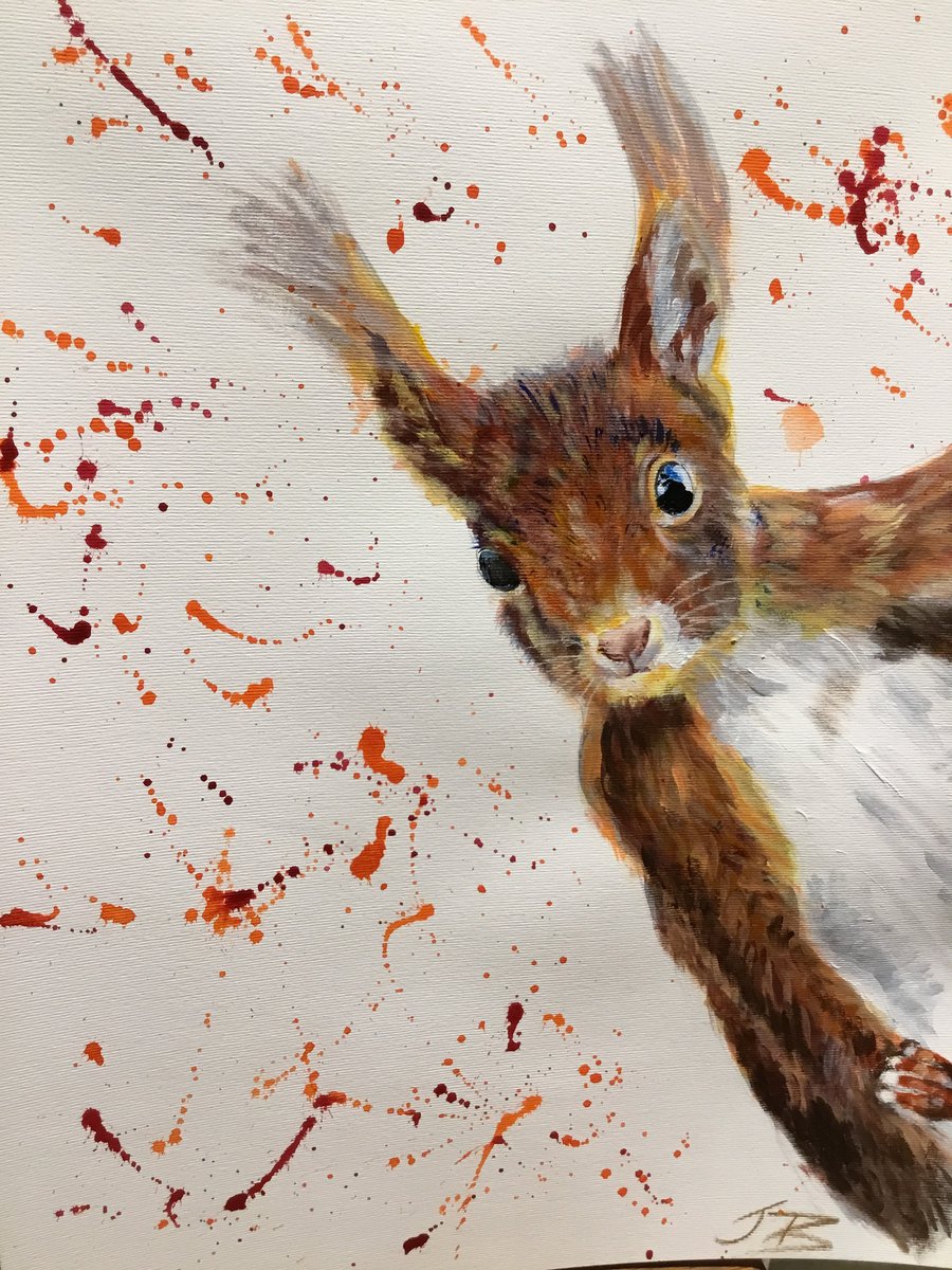 Giclee print of cheeky 'Red Squirrel' painting by artist Janet Bird