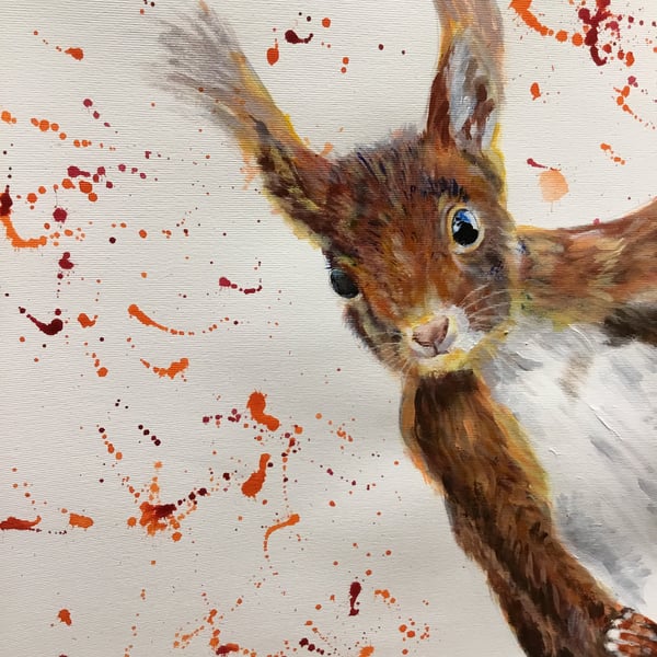 Giclee print of cheeky 'Red Squirrel' painting by artist Janet Bird