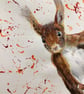 Giclee print of cheeky 'Red Squirrel' painting by artist Janet Bird - Image 1