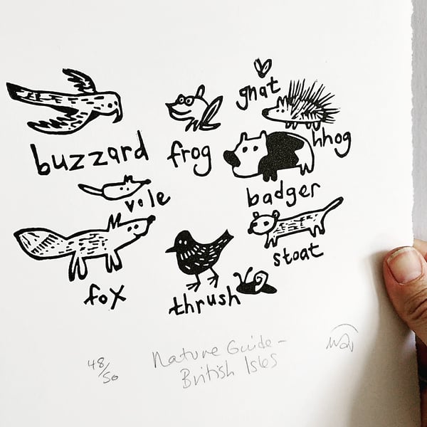 Nature Guide - British Isles - Lino Print