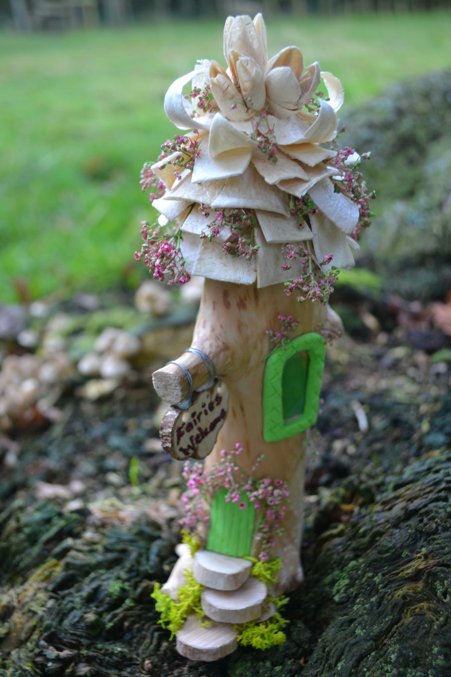 Little Pink and Green Fairy House