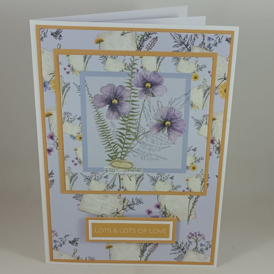 Blue floral, any occasion greetings card