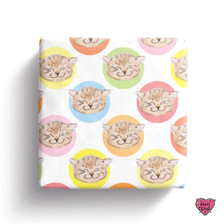 Happy birthday cat wrapping paper