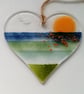 Heart suncatcher, fused glass heart, sunset hanger, small gift, glass art heart. - Image 7