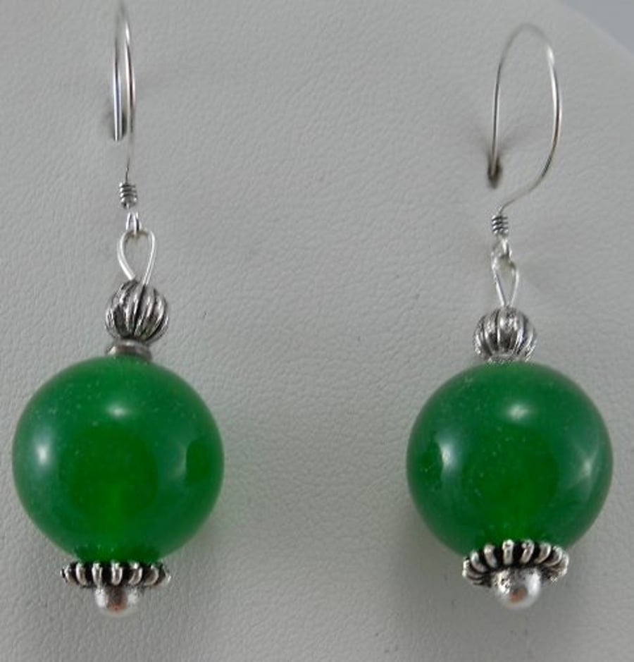 Beautiful Green Agate and Sterling Silver Earrings