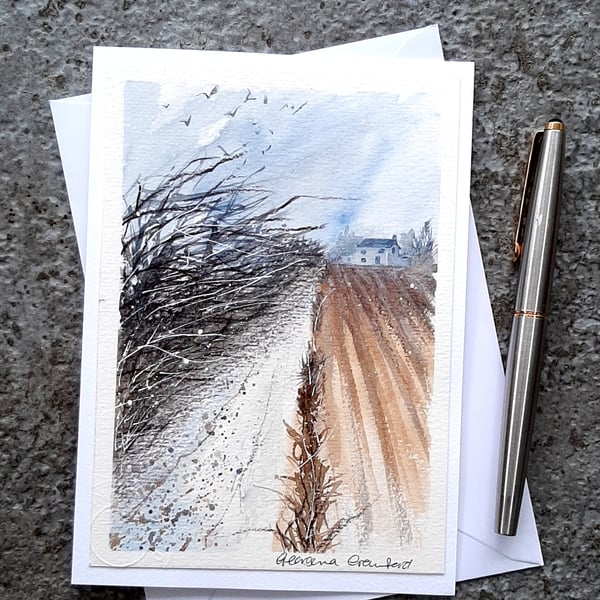 Watercolour. Blank Card. Handpainted. OOAK