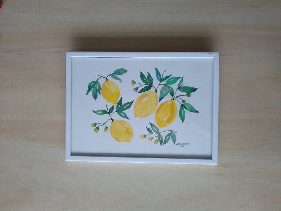 Original Watercolour Painting Lemons A4 