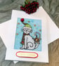   Festive Cat Embroidered Christmas Card. - Image 2