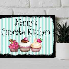 PERSONALISED Cup Cake Kitchen Metal Wall Sign Gift Present Home Nanny Mummy Gran