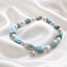 Turquoise Nugget & Howlite Starfish Stretch Bracelet - Summer Jewellery