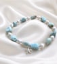 Turquoise Nugget & Howlite Starfish Stretch Bracelet - Summer Jewellery
