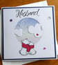 Husband Christmas Card - Polar Bears with Snowy Northern Lights Sky