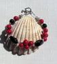 Natural Red Coral & Black Onyx Gemstone Beaded Bracelet "Red Twilight" - Image 2