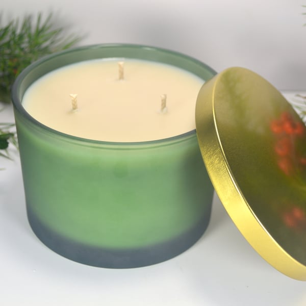 Christmas Spice Frosted Green Candle