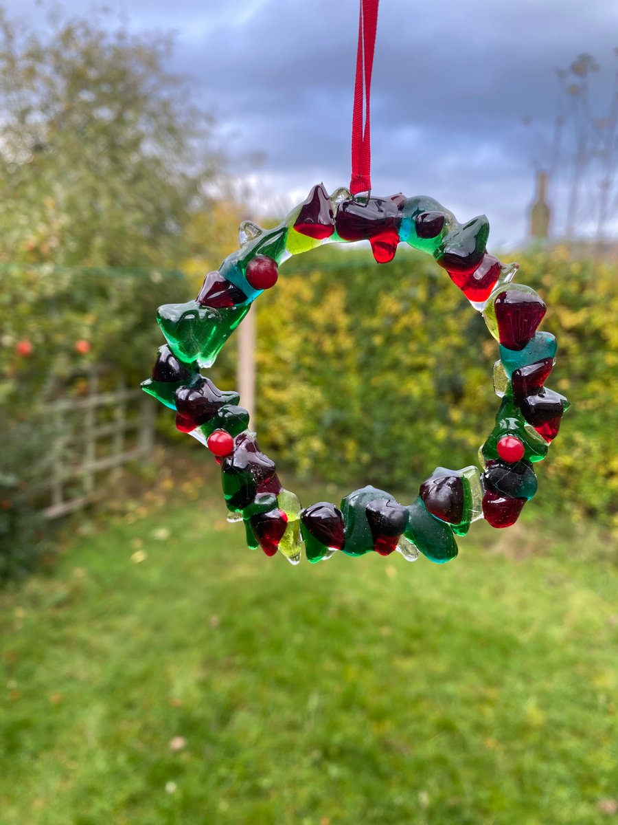 Fused Glass Christmas Wreath 