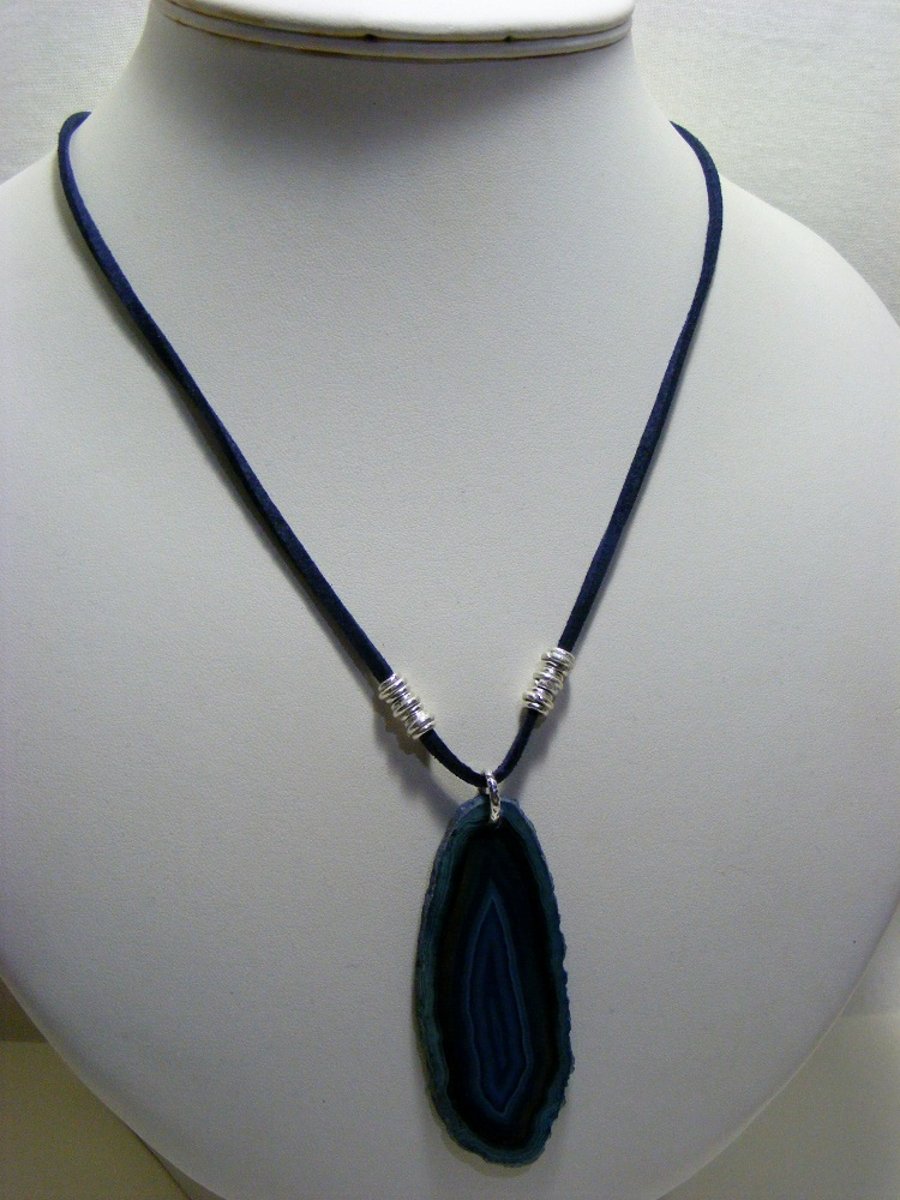 Blue Agate Pendant Necklace