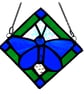 Butterfly Framed Stained Glass Suncatcher Blue Green Tile - Image 2