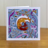 Sleeping Animals Fox greetings card, Christmas card, blank inside