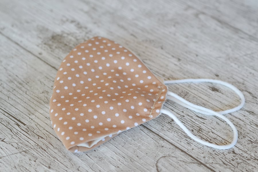 Mocha  Polka Dot Cotton Face Mask, Washable