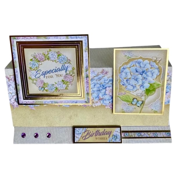 Birthday Card for Him or Her.  Hydrangea Birthday Card. Easel Card.