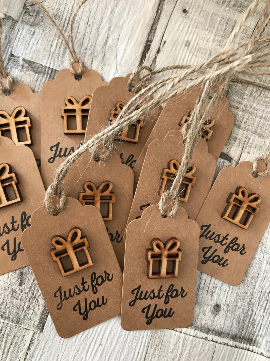 10 x handmade wooden gift 'just for you'  gift tags 