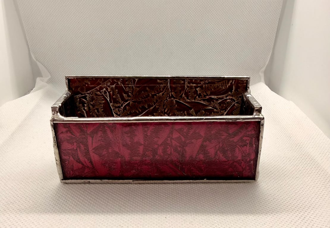 Stained glass business card holder - RED Van Gogh glass