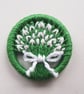 Snowdrop Dorset Button Brooch, White, Green, 3.3cm, Handmade  - Image 3