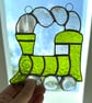 Stained Glass Train Suncatcher - Handmade Window Decoration - Lime Green - Image 2