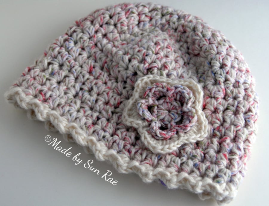 Child's Crochet Hat with Flower (6-12 months)