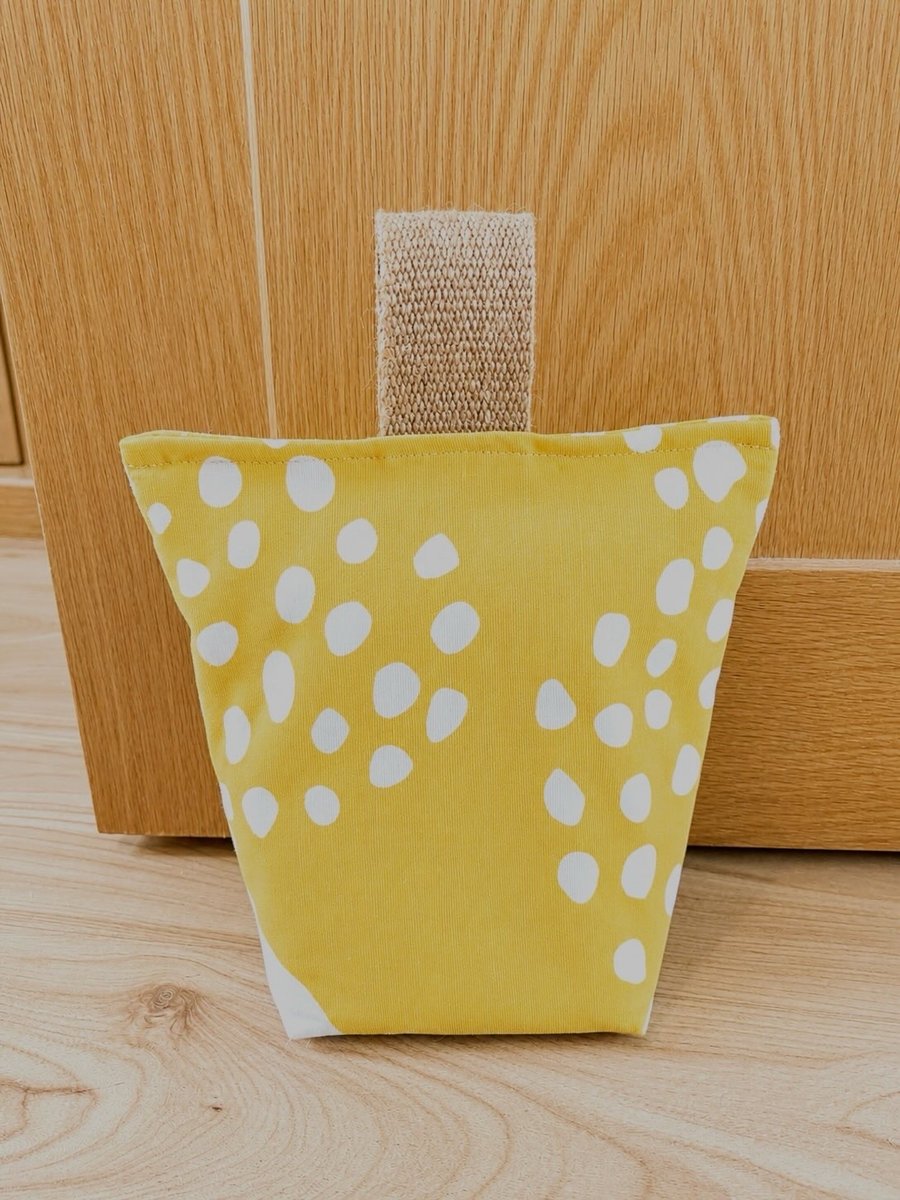 Handmade Sunshine Yellow Door Stop, Doorstop with Handle, Cotton Door Stop 