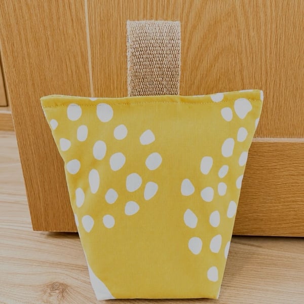 Handmade Sunshine Yellow Door Stop, Doorstop with Handle, Cotton Door Stop 