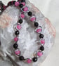 Pink Morganite, Red Garnet & Ruby Gemstone Beaded Statement Heart Necklace - Image 2