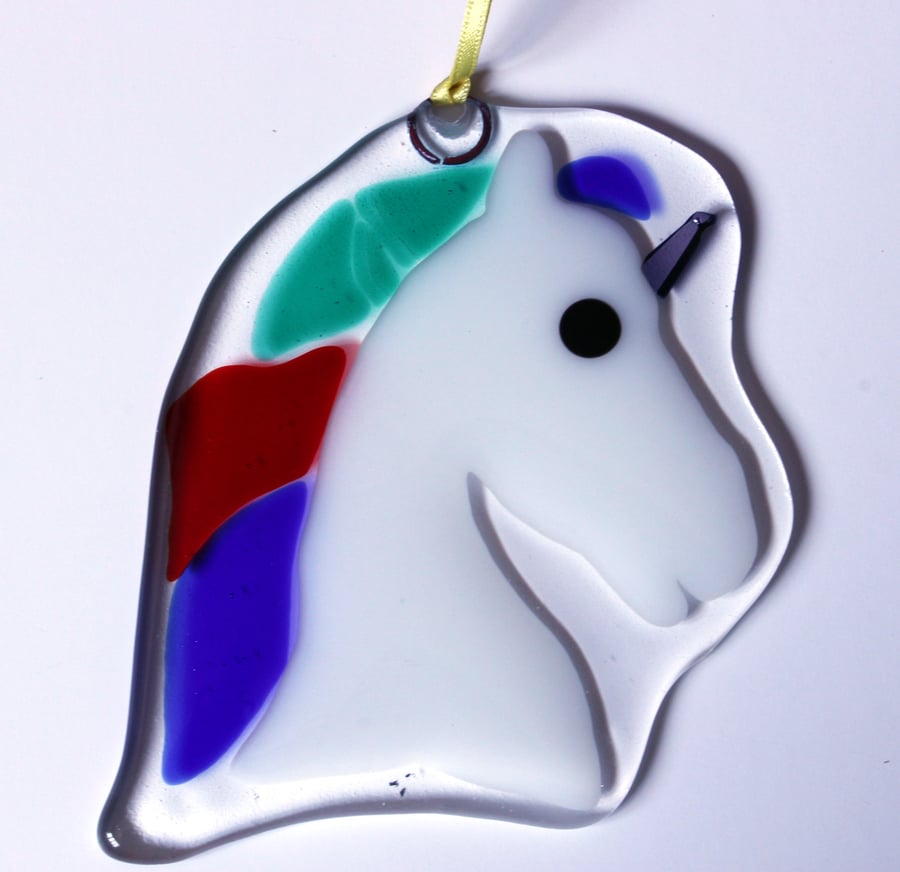 Unicorn fused glass suncatcher Folksy