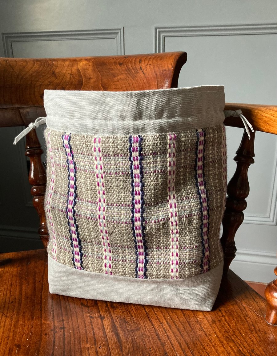 Cariad Bag - Damson & Navy Blue. Handwoven in Wales