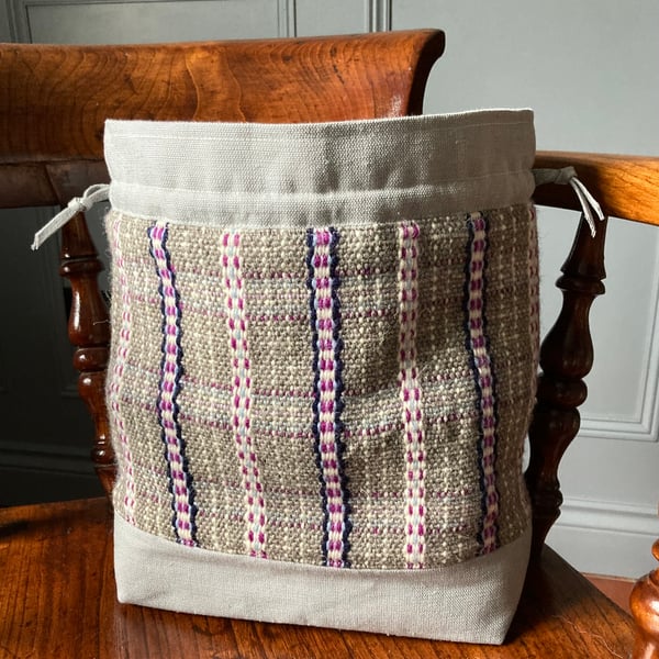 Cariad Bag - Damson & Navy Blue. Handwoven in Wales