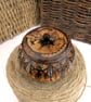 Wooden pyrography cats and feathers trinket pot with place on lid - Image 1