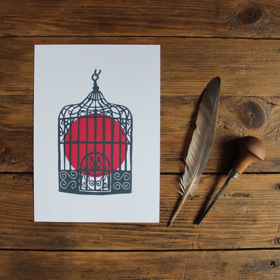 Jorinde's Cadge A5 Lino print