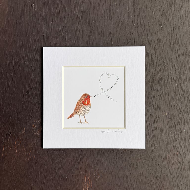 'Robin Song' 5" x 5" Hand Finished Print