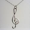 Sterling silver treble clef pendant (with chain) 028
